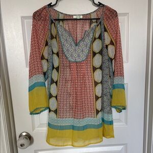 JADE Boho Chic Sheer Tunic Top Sz Medium